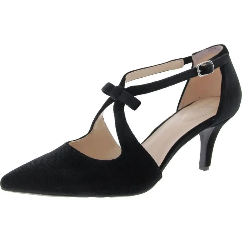Bando Womens Zeffer 2 Black Glitter Pointed Toe Slingback Heels Shoes New